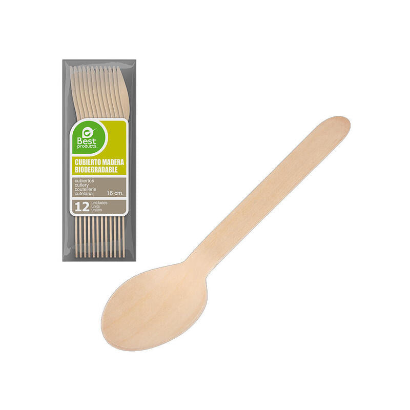 Pack De 6 Unidades - Cuchara De Madera 16 Cm, Bolsa 12 Uds