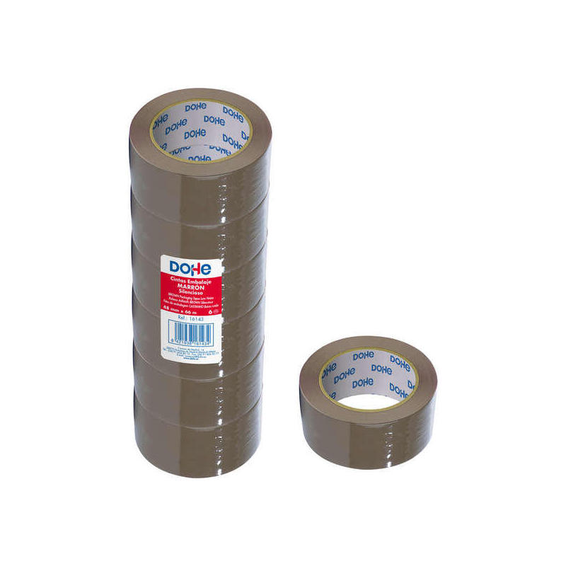 Pack De 6 Unidades Dohe Cintas De Sellado De Embalajes - Polipropileno Resistente - Potente Adhesivo - Silencioso -