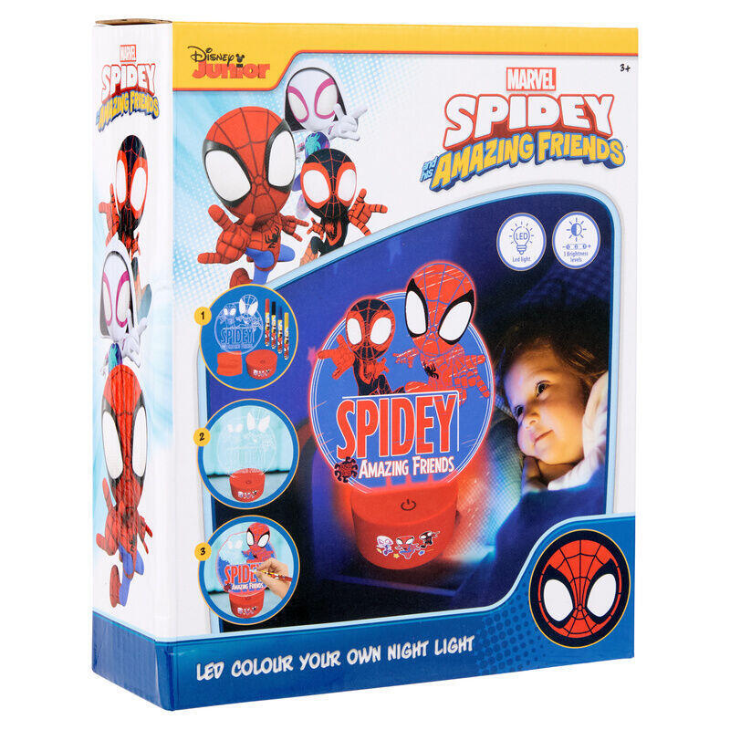 Pack De 6 Unidades - Figura Para Pintar Luz Led Spiderman Marvel