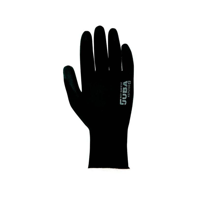 Pack De 6 Unidades - Guante Poliéster Con Palma Poliuretano, Keep Safe, Negro, T-9 L