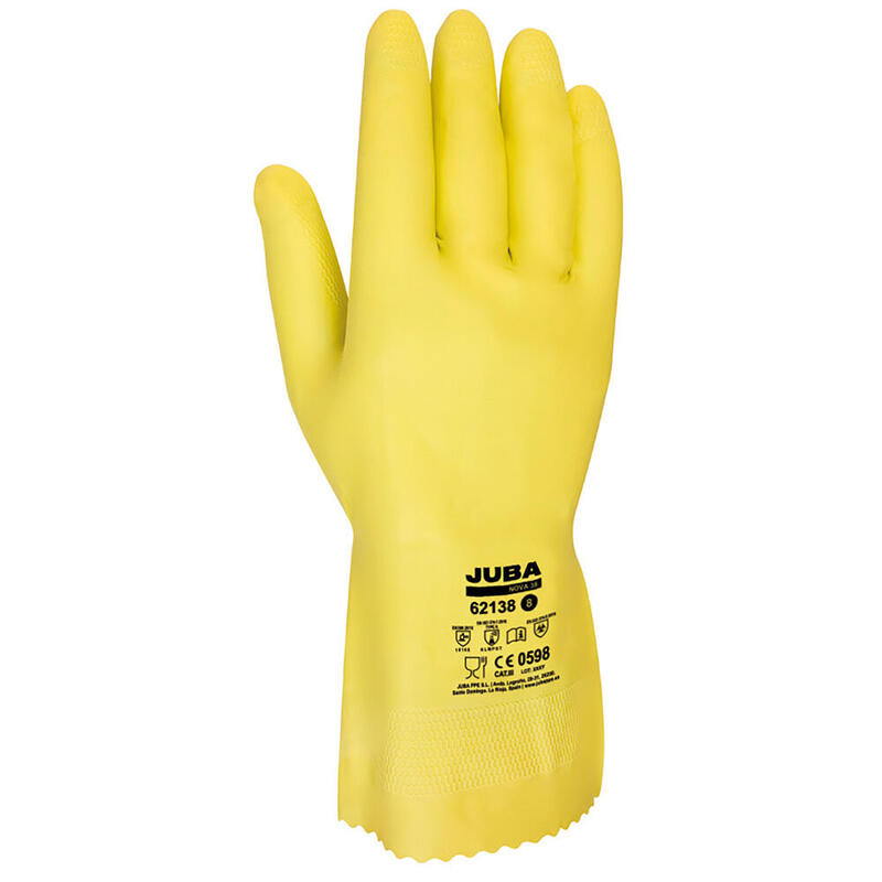 Pack De 6 Unidades - Guante Trabajo Con Químicos Eco. Látex/Algodón Talla 7 Juba