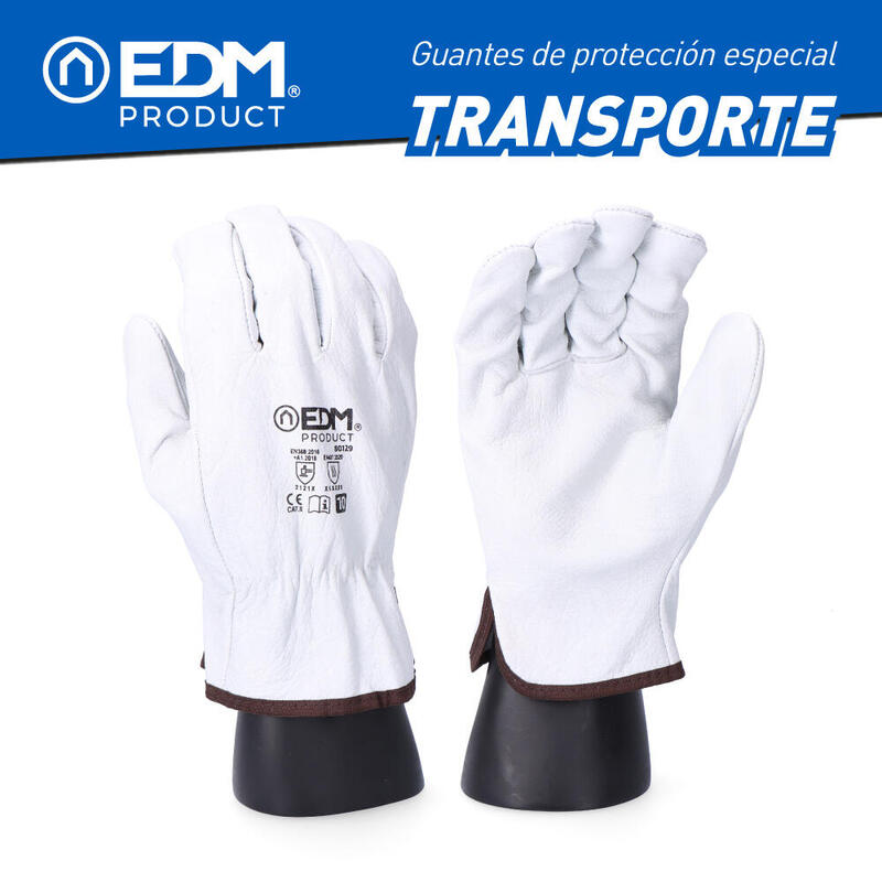 Pack De 6 Unidades - Guante Transporte De Piel Flor Vacuno Talla 9 Edm