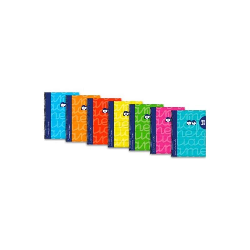 Pack De 6 Unidades Lamela Cuaderno Espiral 80h 4º 90gr Cuadrovía 3mm Cubierta Extra Dura Flúor C/Surtidos