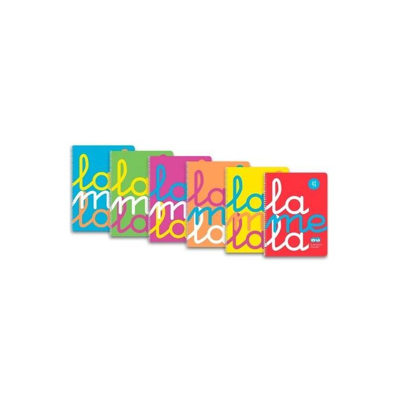 Pack De 6 Unidades Lamela Cuaderno Espiral 80h Folio 90gr Cuadrovía 5mm Cubierta Pp Flúor C/Surtidos