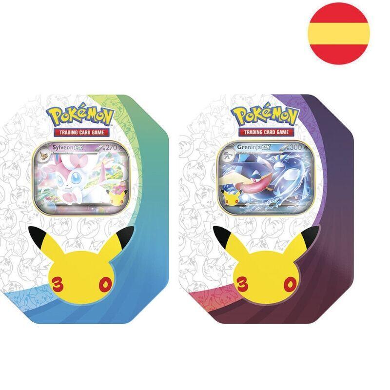 Pack De 6 Unidades - Lata Juego Cartas Sylveon / Greninja 30th Aniversario Pokemon Español Surtido