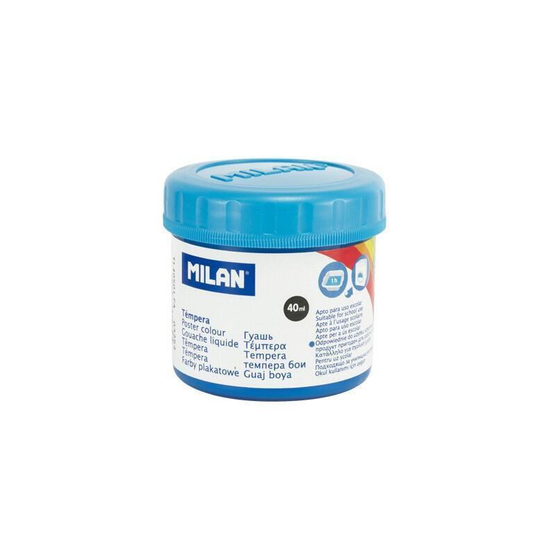 Pack De 6 Unidades Milan Bote De Tempera 40ml - Secado Rapido - Mezclable - Color Cyan