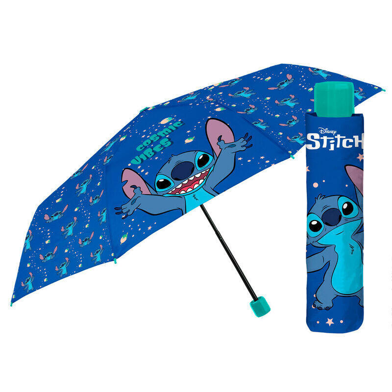Pack De 6 Unidades - Paraguas Plegable Manual Stitch Disney 50cm