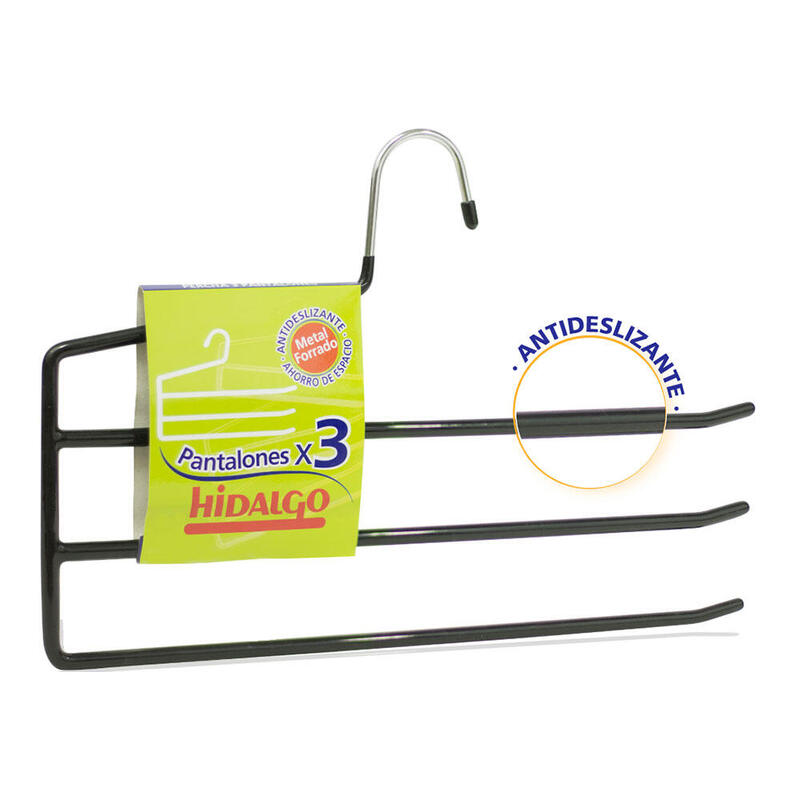 Pack De 6 Unidades - Percha Antideslizante Para 3 Pantalones, Color Azul