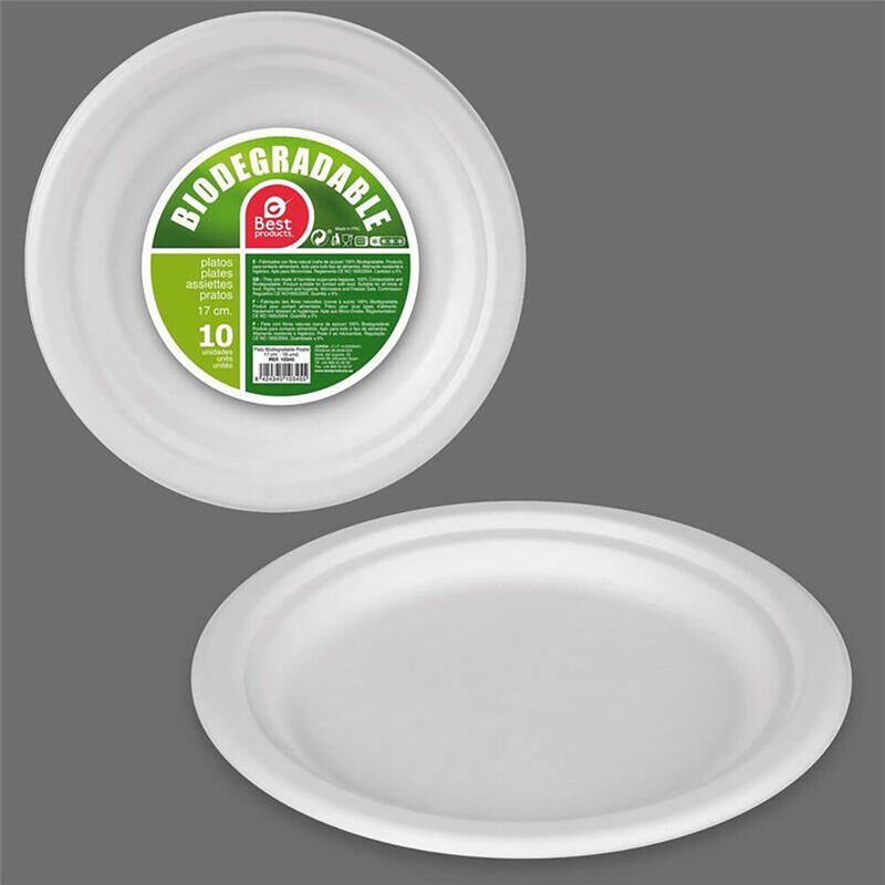 Pack De 6 Unidades - Platos De Cartón Redondos De Postre Blancos Ø17 Cm, 10 Uds