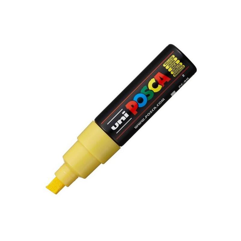 Pack De 6 Unidades Posca Marcador Pc-8k No Permanente Punta Biselada 8.0mm Amarillo