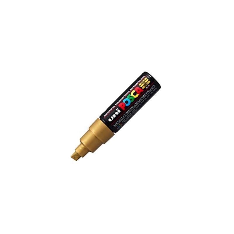 Pack De 6 Unidades Posca Marcador Pc-8k No Permanente Punta Biselada 8.0mm Oro Metálico