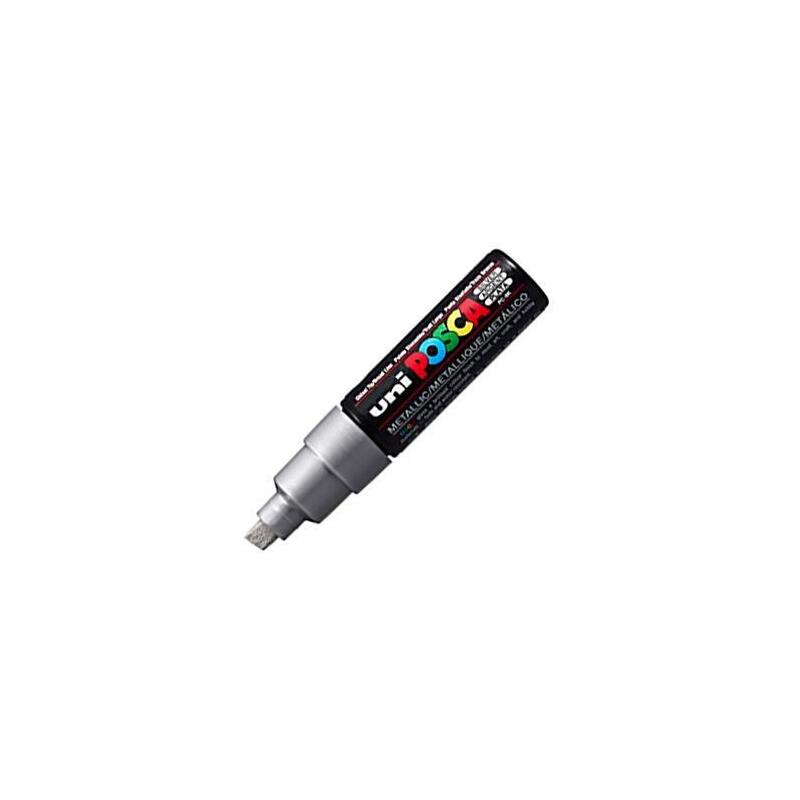 Pack De 6 Unidades Posca Marcador Pc-8k No Permanente Punta Biselada 8.0mm Plata Metálico