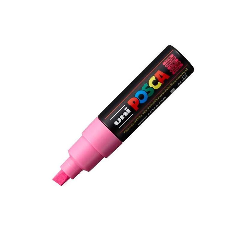 Pack De 6 Unidades Posca Marcador Pc-8k No Permanente Punta Biselada 8.0mm Rosa Fluor