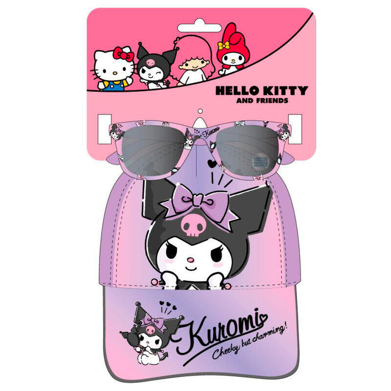 Pack De 6 Unidades - Set Gorra + Gafas Sol Kuromi Hello Kitty