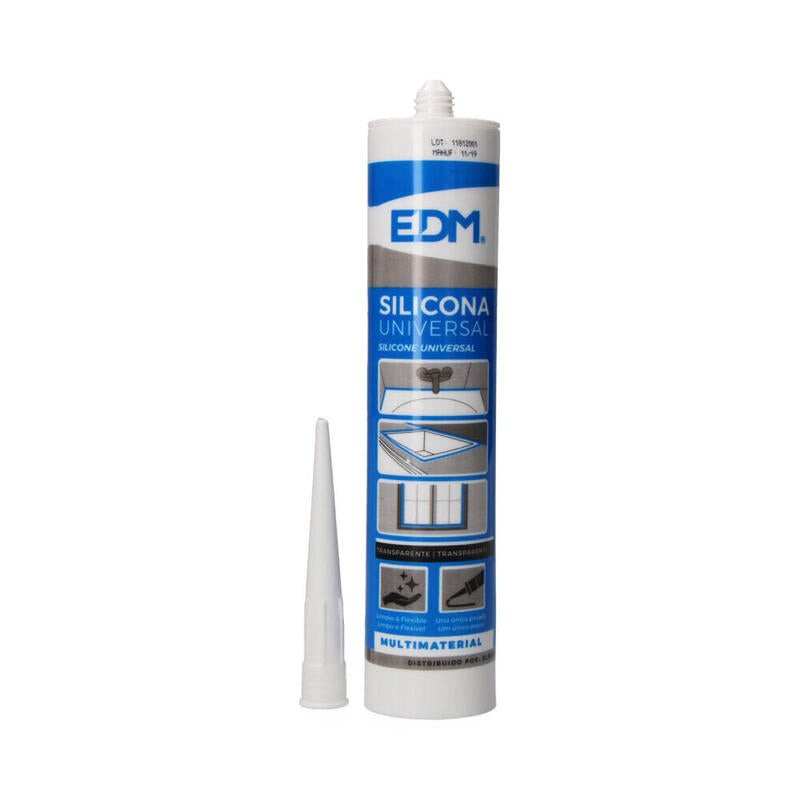 Pack De 6 Unidades - Silicona Universal Translucida Edm Acida Antimoho 280ml