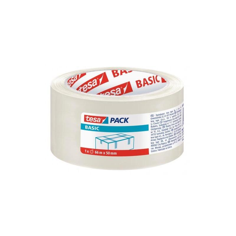 Pack De 6 Unidades Tesa Basic Precinto De Embalar 50mm X 66 Metros - Fabricado En Polipropileno - Adhesivo Ecologico -