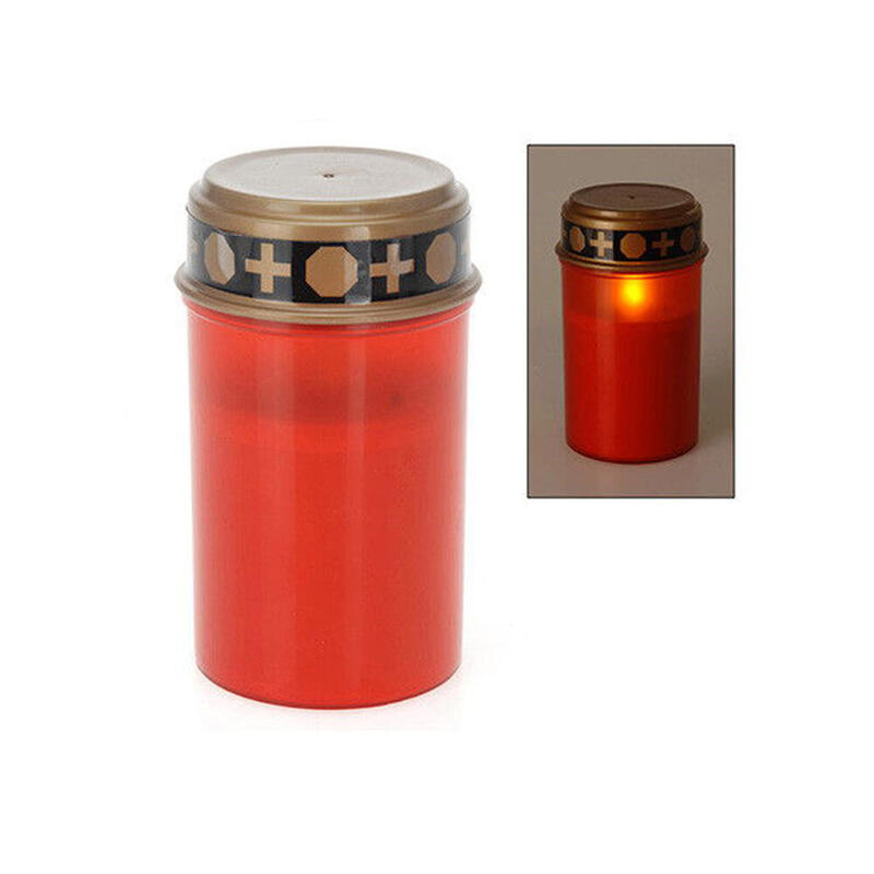 Pack De 6 Unidades - Vela Para Difuntos (Cementerio) Con Luz Led. 2xlr14 (Pilas No Incluidas) Luz Blanco Cálido