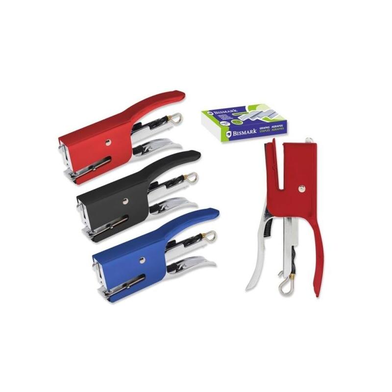 Pack De 8 Unidades Bismark Grapadora Mini Tenaza + 2000 Grapas - Capacidad De Grapado 15 Hojas - Diseño Ergonomico -