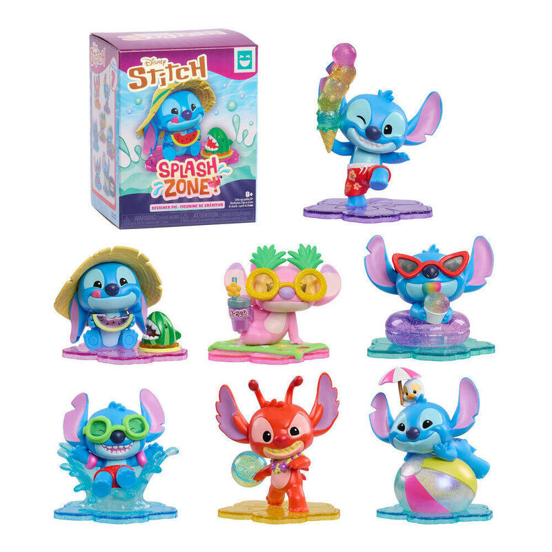 Pack De 8 Unidades Figura Sorpresa Pool Party Stitch Disney Surtido