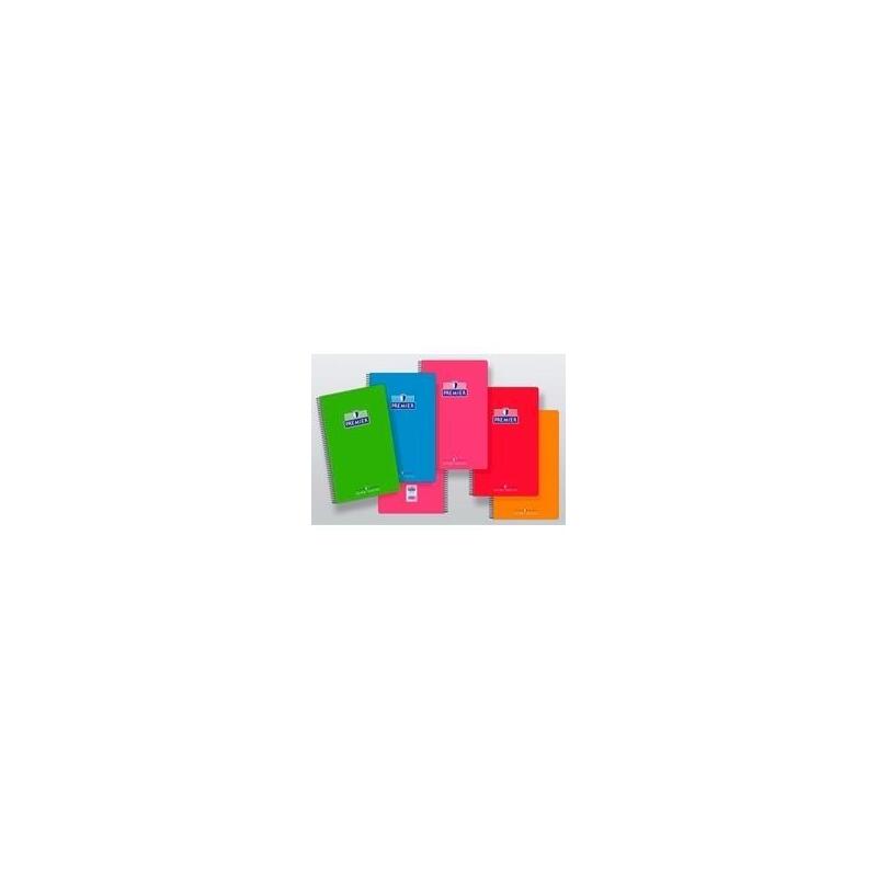 Pack De 8 Unidades Zorrilla Cuaderno Espiral Premier 80h Folio 90gr Pauta 3.5 T/ Cartón Contracolado Extraduro Colores Surtidos