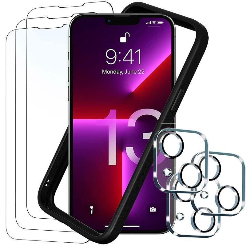 Pack De Accesorios Iphone 13 Con 3 Protectores De Pantalla + 3 Protectores De Cámara + Funda Bumper