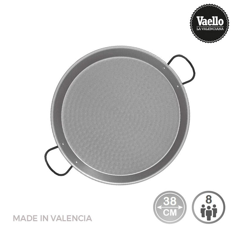 Paellera Acero Pulido Para Induccion Y Vitroceramica Ø38cm (8 Personas). Vaello