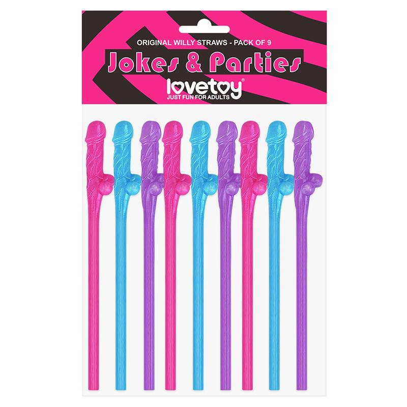 Pajitas Pene Vario Color Pack De 9