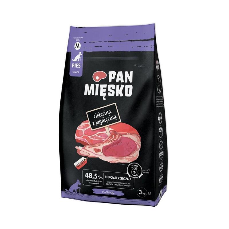 Pan Miesko Alimento Seco Para Ternera Y Cordero Para Perro Crunchy M 3kg