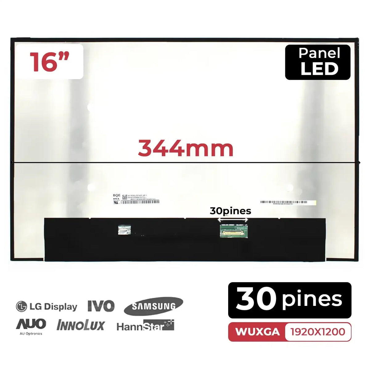Pantalla Led De 16" Para Portátil Lenovo Ideapad 5 Fhd 30 Pines 5Cb1L57748