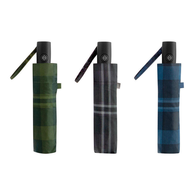 Paraguas Mini Apertura Y Cierre Automatico 7 Varillas Ø56cm Pongee Puño Negro Recto Clima
