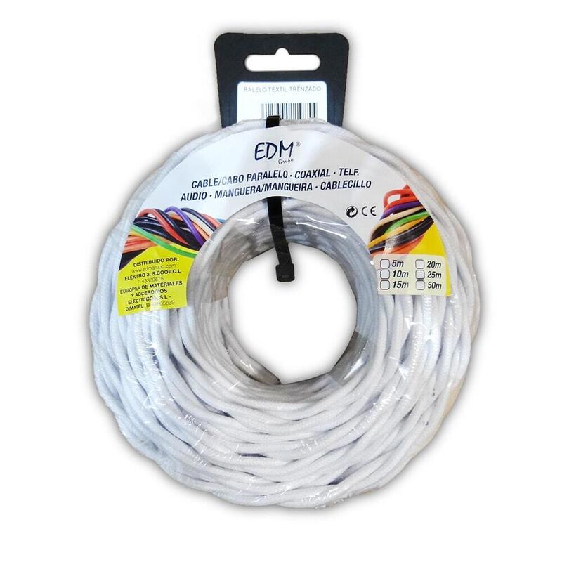 Paralelo Textil Trenzado 3x1,5mm Blanco 25m