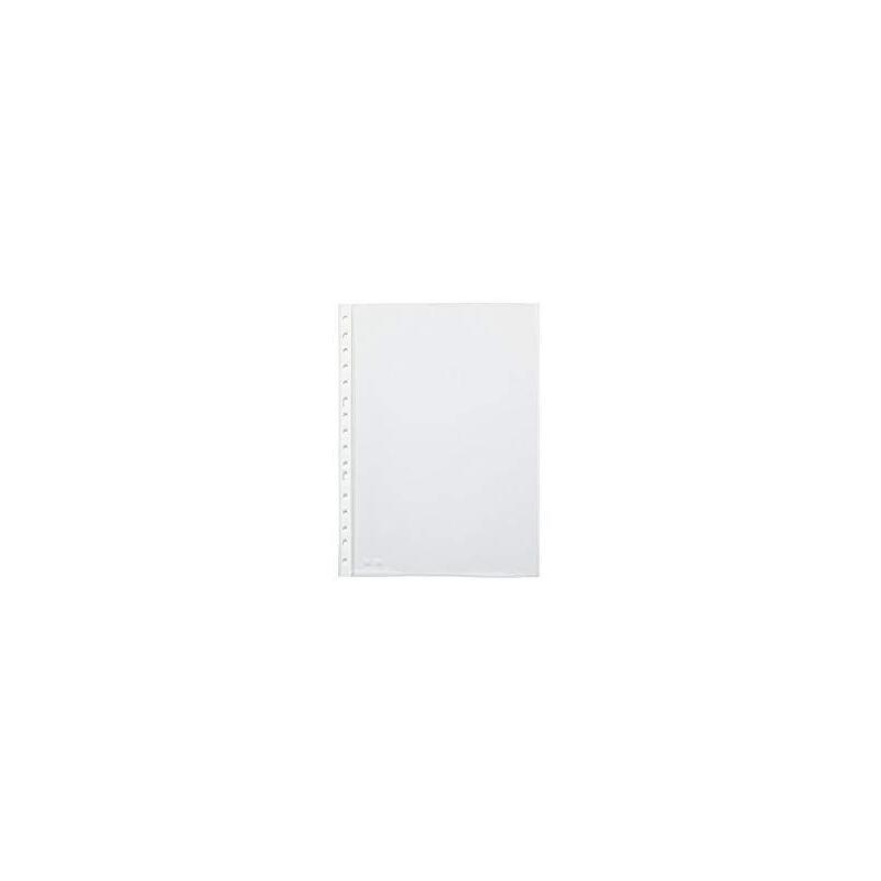 Pardo Pack De 100 Fundas Multitaladro A4 Transparentes 90 Micras - Acabado Cristal - Refuerzo En Blanco