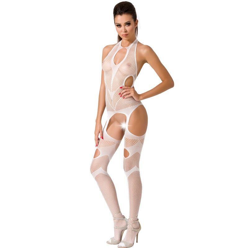 Passion - Woman Bs053 Bodystocking Blanco Talla Unica