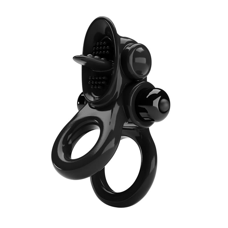 Pretty Love - Passionate Ring Doble Anillo Vibrador + Estimulador Clítoris Negro