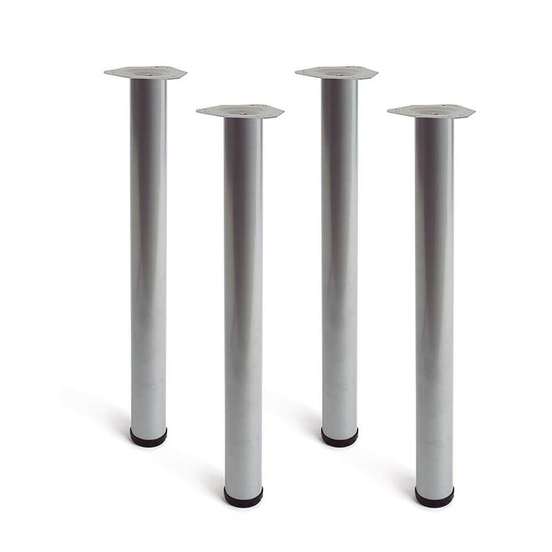 Pata Cilíndrica De Mesa, Modelo 4406, De Acero En Color Aluminio, Ø60 X 710 Mm, 4 Uds