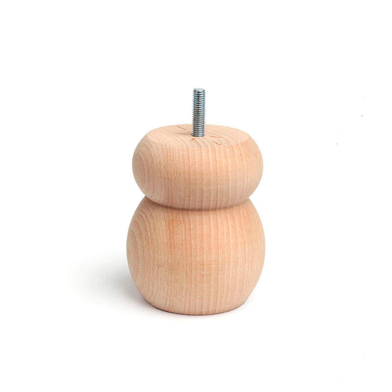 Pata De Madera Redonda De Haya En Color Crudo Mod.450. Dimensiones Ø7,7x10cm Rei