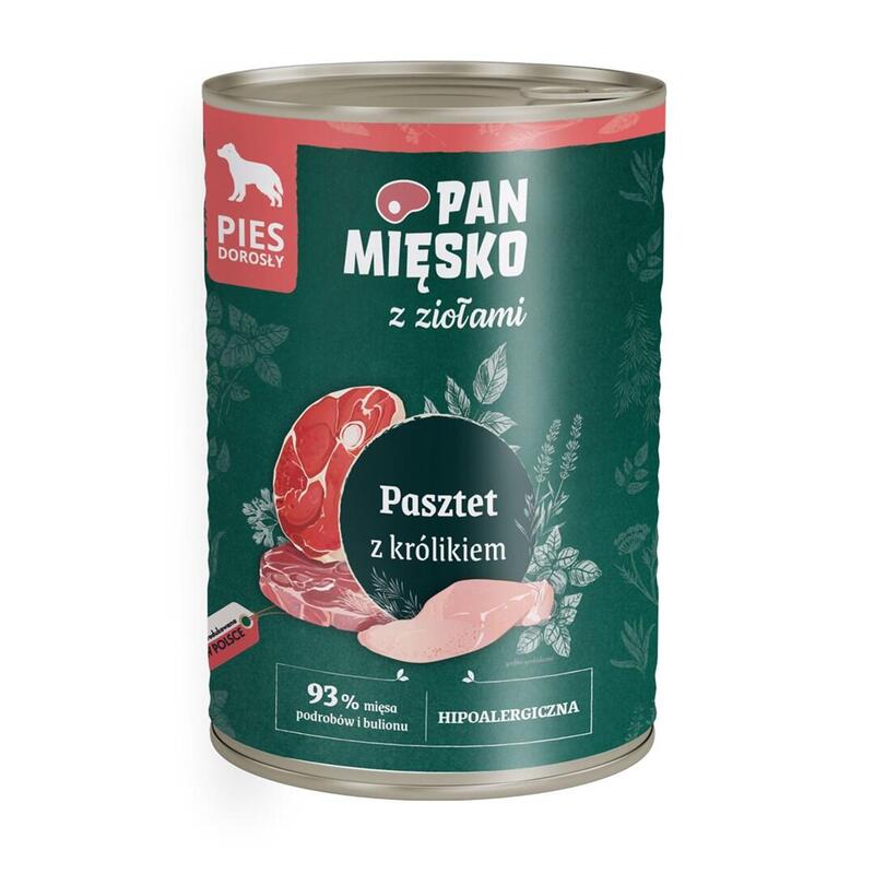 Paté Pan Miesko Con Conejo Y Hierbas Comida Húmeda Para Perro 400g