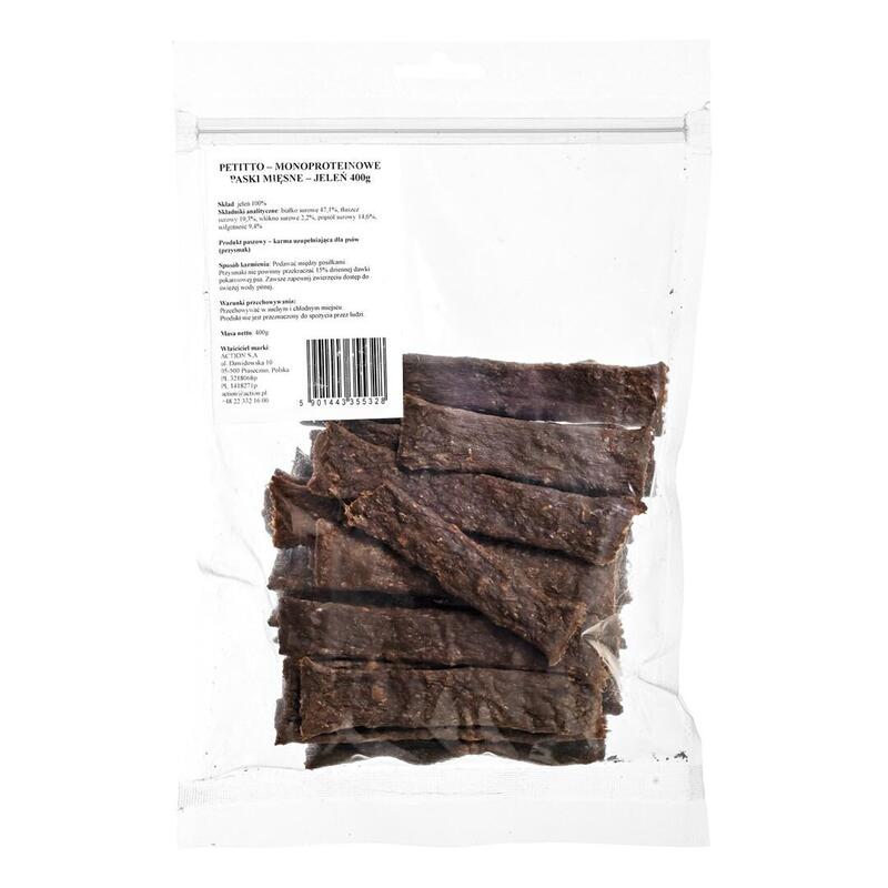 Petitto Monoprotein Meat Strips Deer - Premio Para Perros - 400g