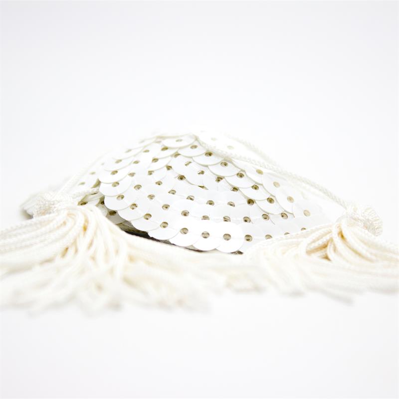 Pezoneras Con Lentejuelas Y Borla Blanco