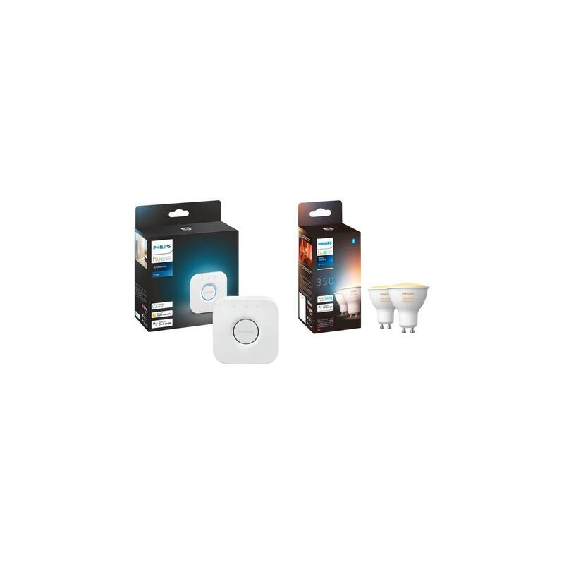 Philips Hue White Ambiance Gu10 + Bridge, Paquete Doble De Lámpara Led, Reemplaza 35 Vatios, Incl. Puente De Hue Phu-Bundle-002