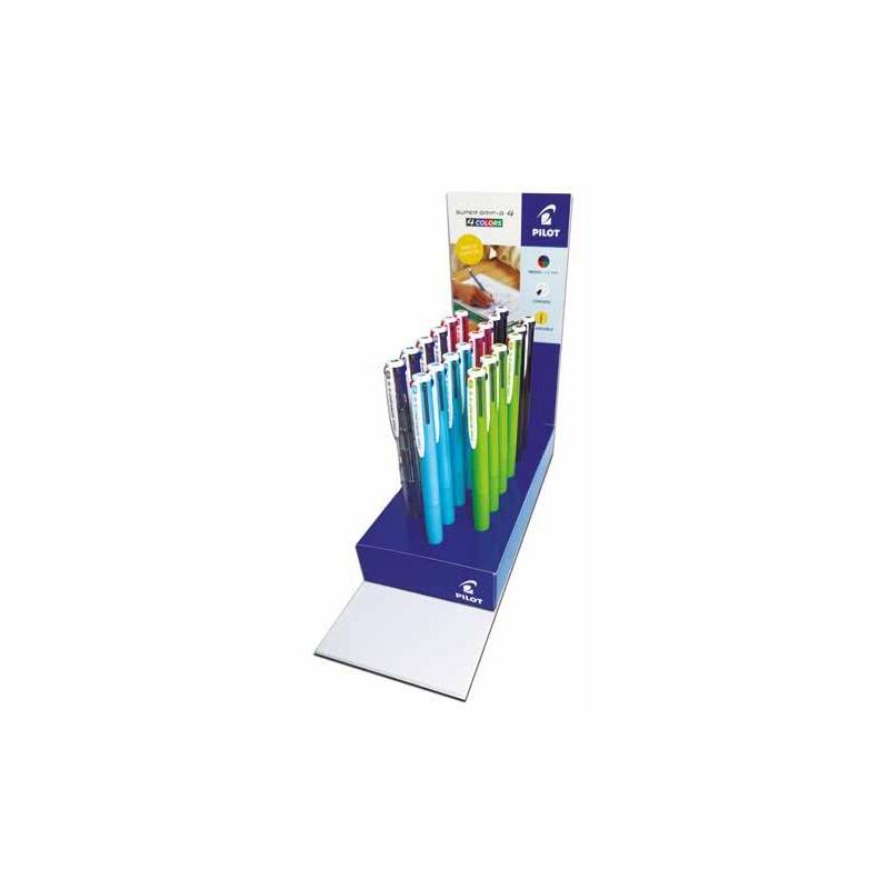 Pilot Supergrip G 4 Colores Expositor Con 20 Boligrafos De Bola Retractiles - Tinta Con Base De Aceite - Cuerpo De