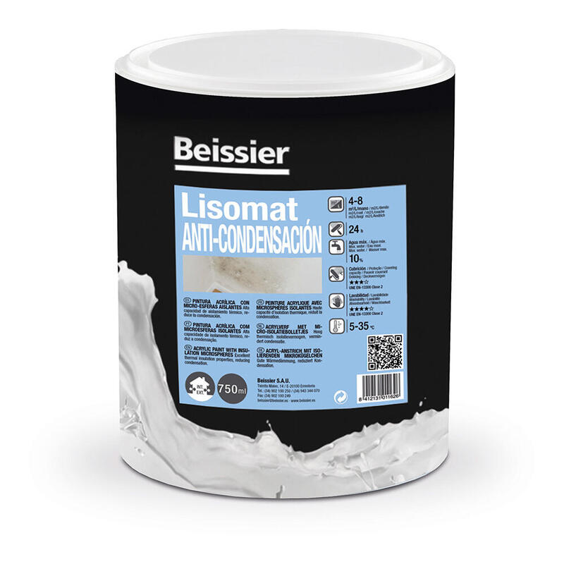 Pintura Acrílica Aislante Lisomat Anti-Condensación Blanco Mate 750 Ml