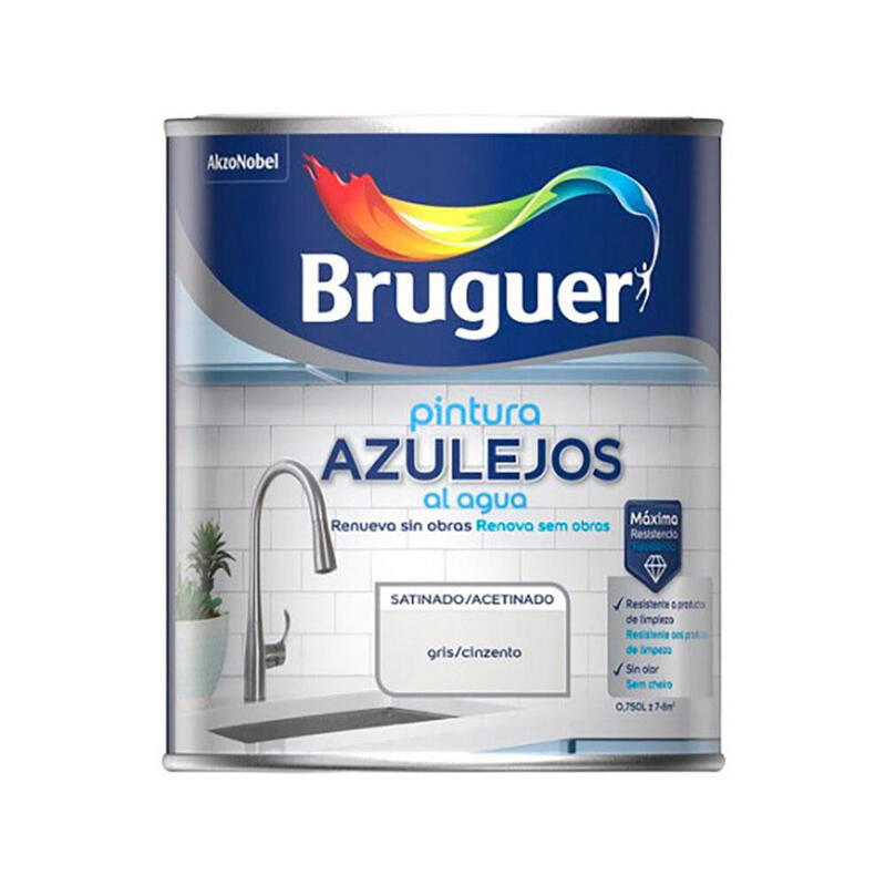 Pintura Azulejos Al Agua Gris Satinado 750 Ml