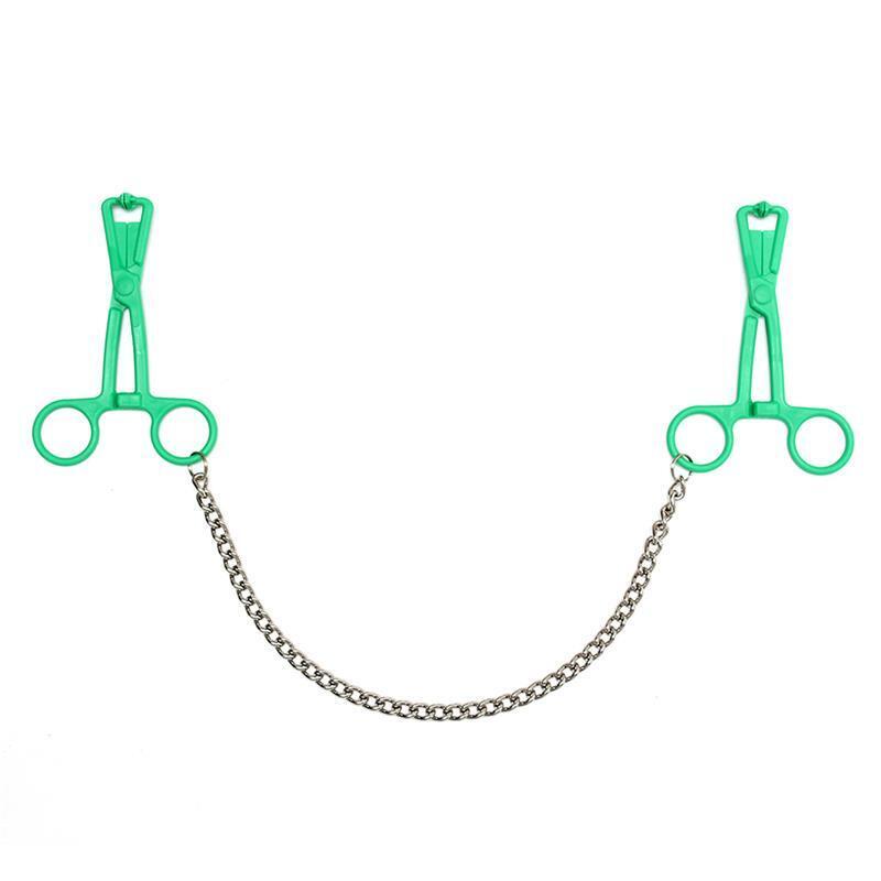 Pinzas Pezones Con Cadena Verde