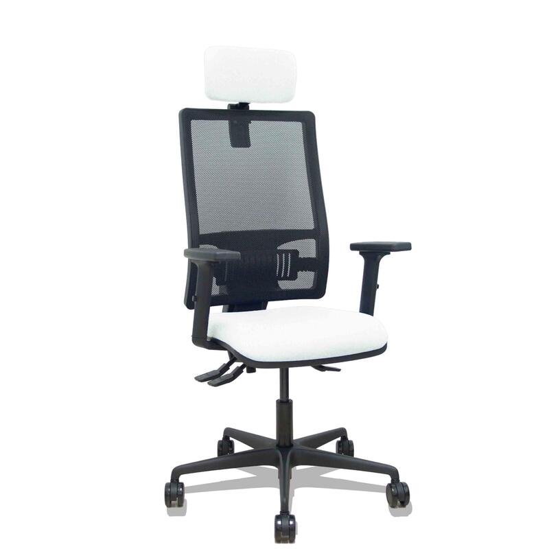 Piqueras Y Crespo Silla Bormate Asincro Malla Negra Asiento Bali Blanco Brazos 2d Ruedas 65mm Cabecero Regulable