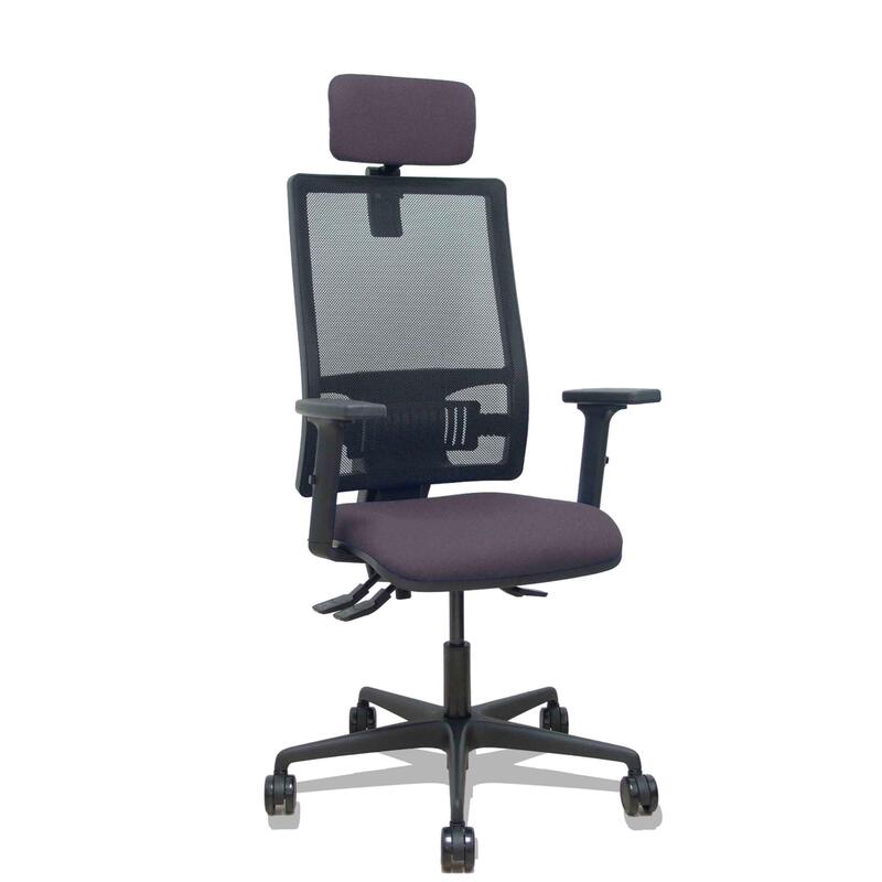 Piqueras Y Crespo Silla Bormate Asincro Malla Negra Asiento Bali Gris Oscuro Brazos 2d Ruedas 65mm Cabecero Regulable