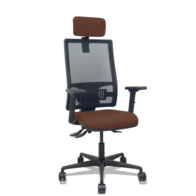 Piqueras Y Crespo Silla Bormate Asincro Malla Negra Asiento Bali Marron Oscuro Brazos 2d Ruedas 65mm Cabecero Regulable