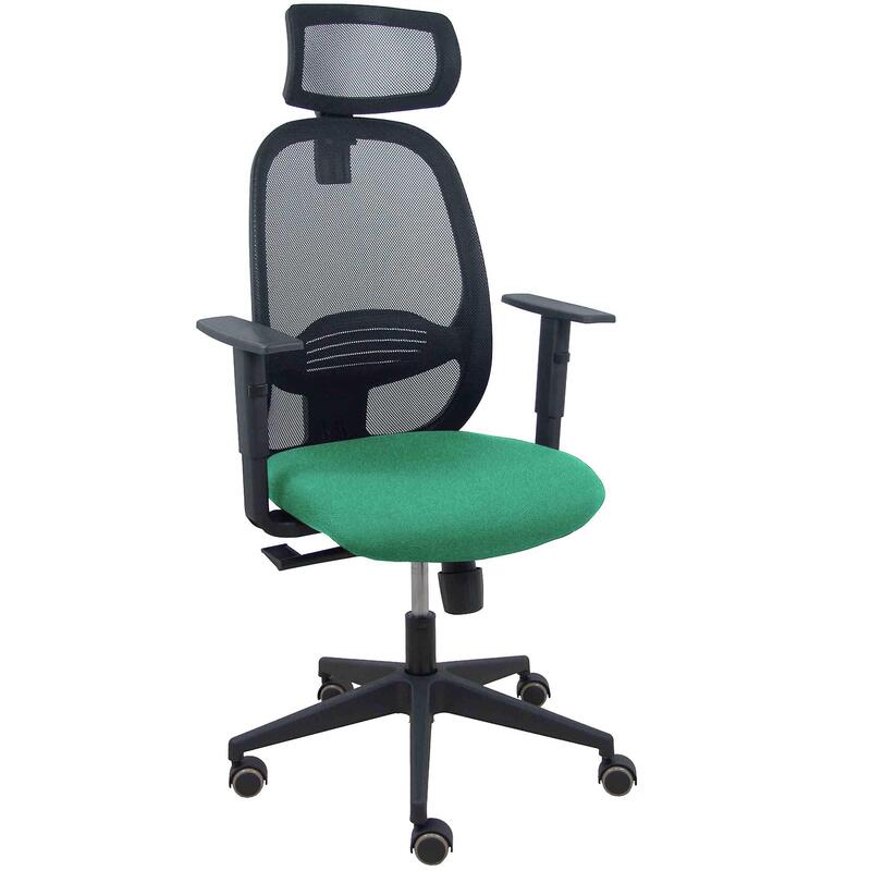 Piqueras Y Crespo Silla Cilanco Negra Malla Negra Asiento Bali Verde Esmeralda Brazo Regulable Cabecero Regulable