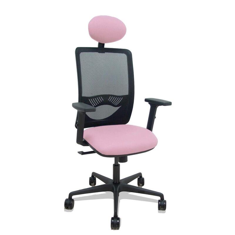 Piqueras Y Crespo Silla Zulema Sincro Malla Negra Asiento Bali Rosa Brazos 2d Ruedas 65mm Cabecero