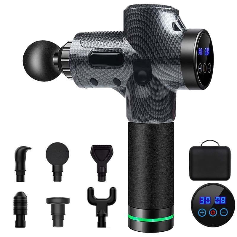 Pistola De Masaje Muscular 6 Cabezales 30 Niveles Negro